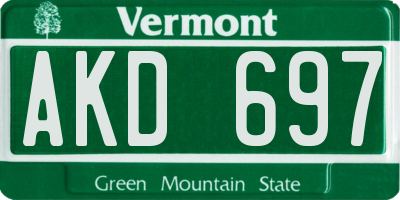 VT license plate AKD697