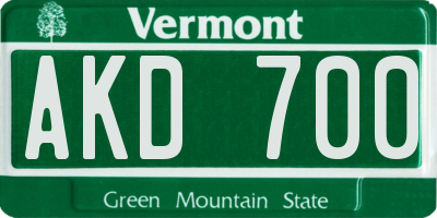 VT license plate AKD700