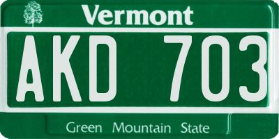 VT license plate AKD703