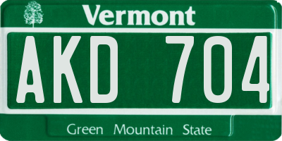 VT license plate AKD704