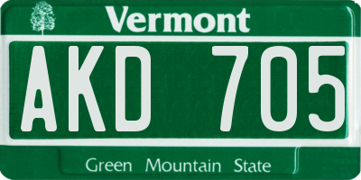 VT license plate AKD705