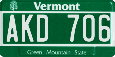 VT license plate AKD706