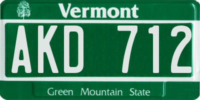 VT license plate AKD712