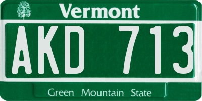 VT license plate AKD713