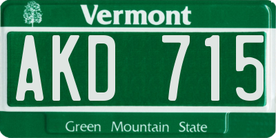 VT license plate AKD715