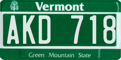 VT license plate AKD718