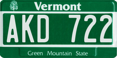 VT license plate AKD722