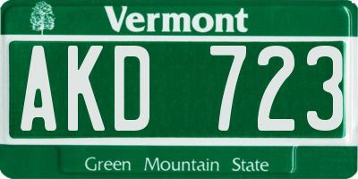 VT license plate AKD723