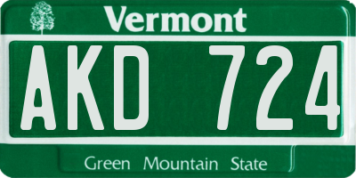 VT license plate AKD724