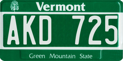 VT license plate AKD725