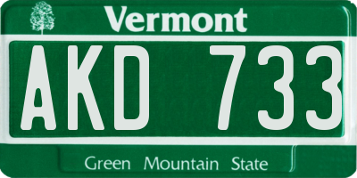 VT license plate AKD733