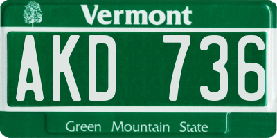 VT license plate AKD736
