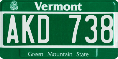 VT license plate AKD738