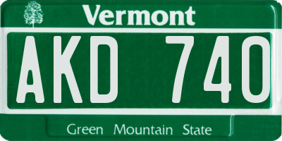 VT license plate AKD740