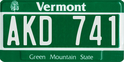VT license plate AKD741