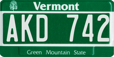 VT license plate AKD742