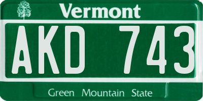 VT license plate AKD743
