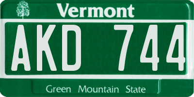 VT license plate AKD744