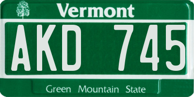 VT license plate AKD745