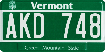 VT license plate AKD748