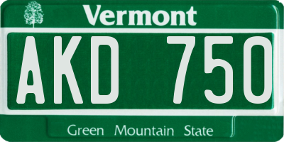 VT license plate AKD750