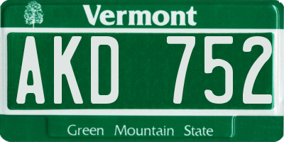 VT license plate AKD752
