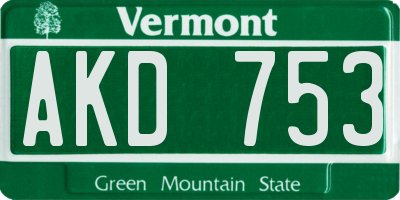 VT license plate AKD753