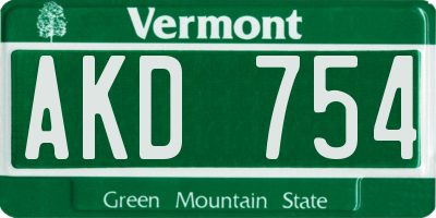 VT license plate AKD754