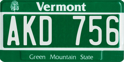 VT license plate AKD756