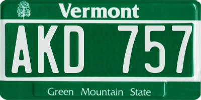 VT license plate AKD757
