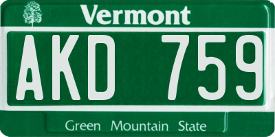 VT license plate AKD759