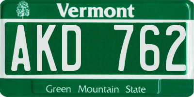 VT license plate AKD762
