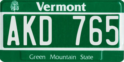 VT license plate AKD765