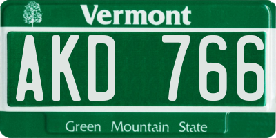 VT license plate AKD766