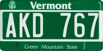 VT license plate AKD767