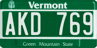 VT license plate AKD769