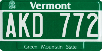 VT license plate AKD772