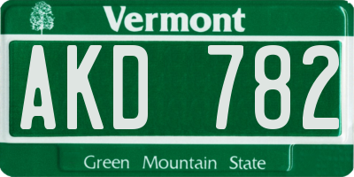 VT license plate AKD782