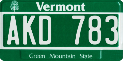 VT license plate AKD783