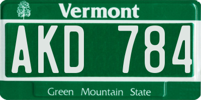 VT license plate AKD784
