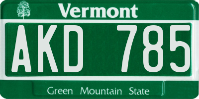 VT license plate AKD785
