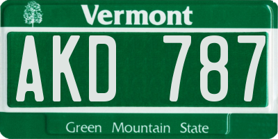 VT license plate AKD787