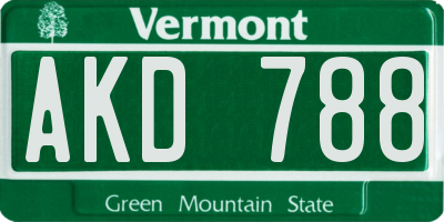 VT license plate AKD788
