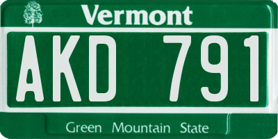 VT license plate AKD791