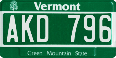 VT license plate AKD796