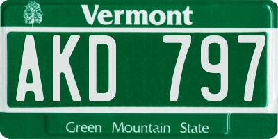 VT license plate AKD797