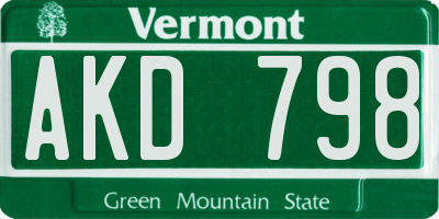 VT license plate AKD798