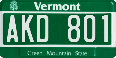 VT license plate AKD801