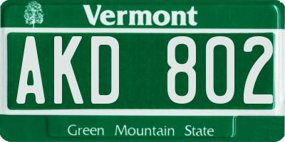 VT license plate AKD802