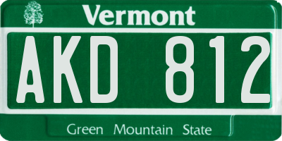 VT license plate AKD812